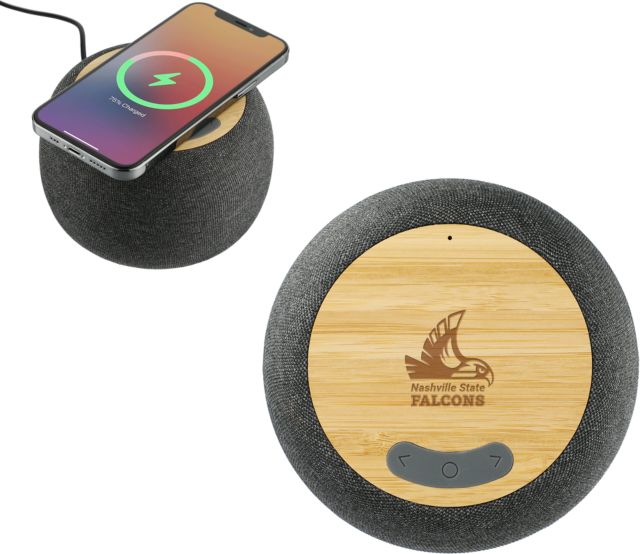 Nashville State Garm Fabric & Bamboo Speaker with Wireless Charging Nashville State Falcons Mascot Engraved - ONLINE ONLY